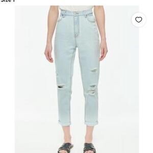 Vanilla Star Distressed Super Hi-Rise Tapered Mom Style Denim Jeans Size Large